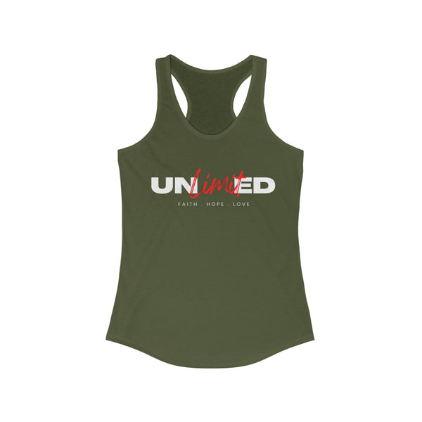 Unlimited Faith, Hope, Love Women's Ideal Racerback Tank