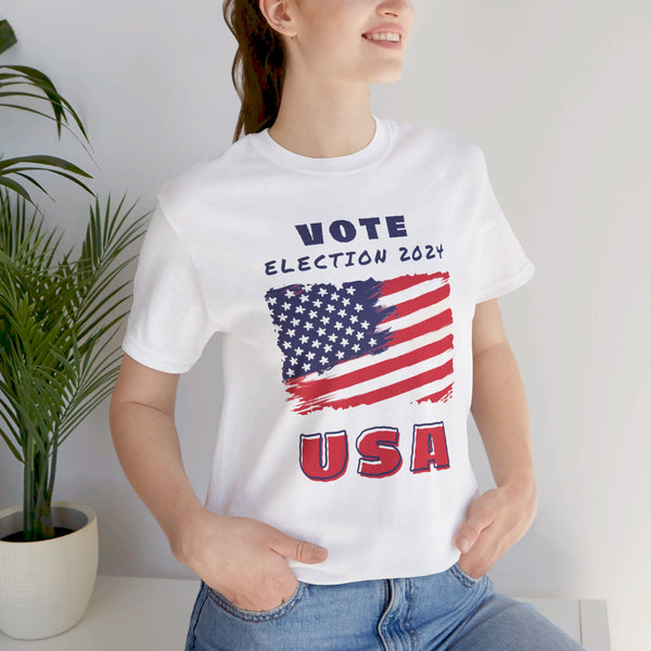 Casual Sporty Unisex Jersey Short Sleeve T-shirt Vote Election 2024 USA